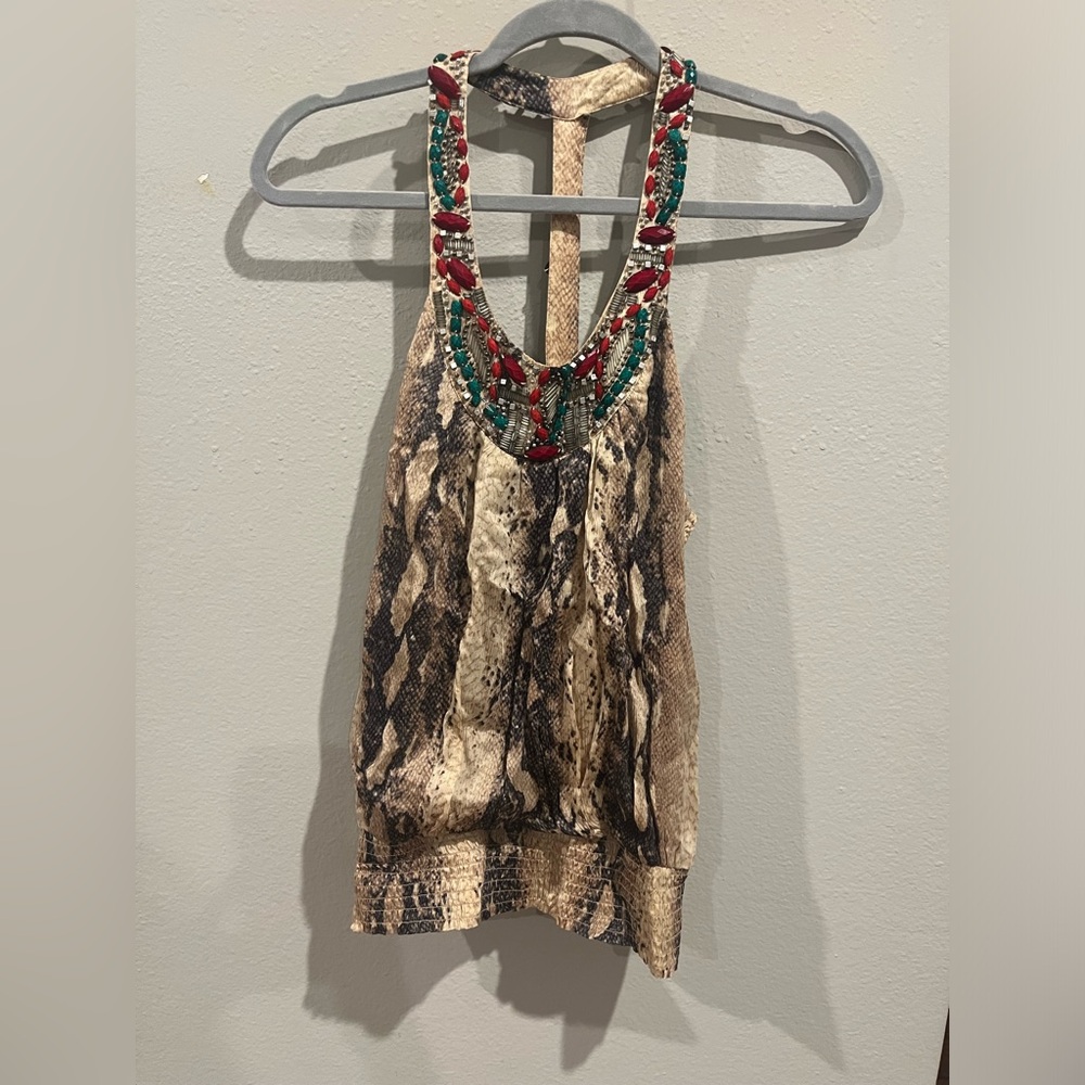 Beautiful jewel neck animal print top